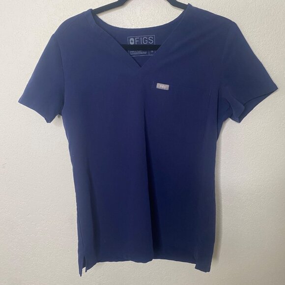 Figs Navy V-Neck Scrub Top Womens XS Blue Technical Collection Medical Nurse - Picture 1 of 8
